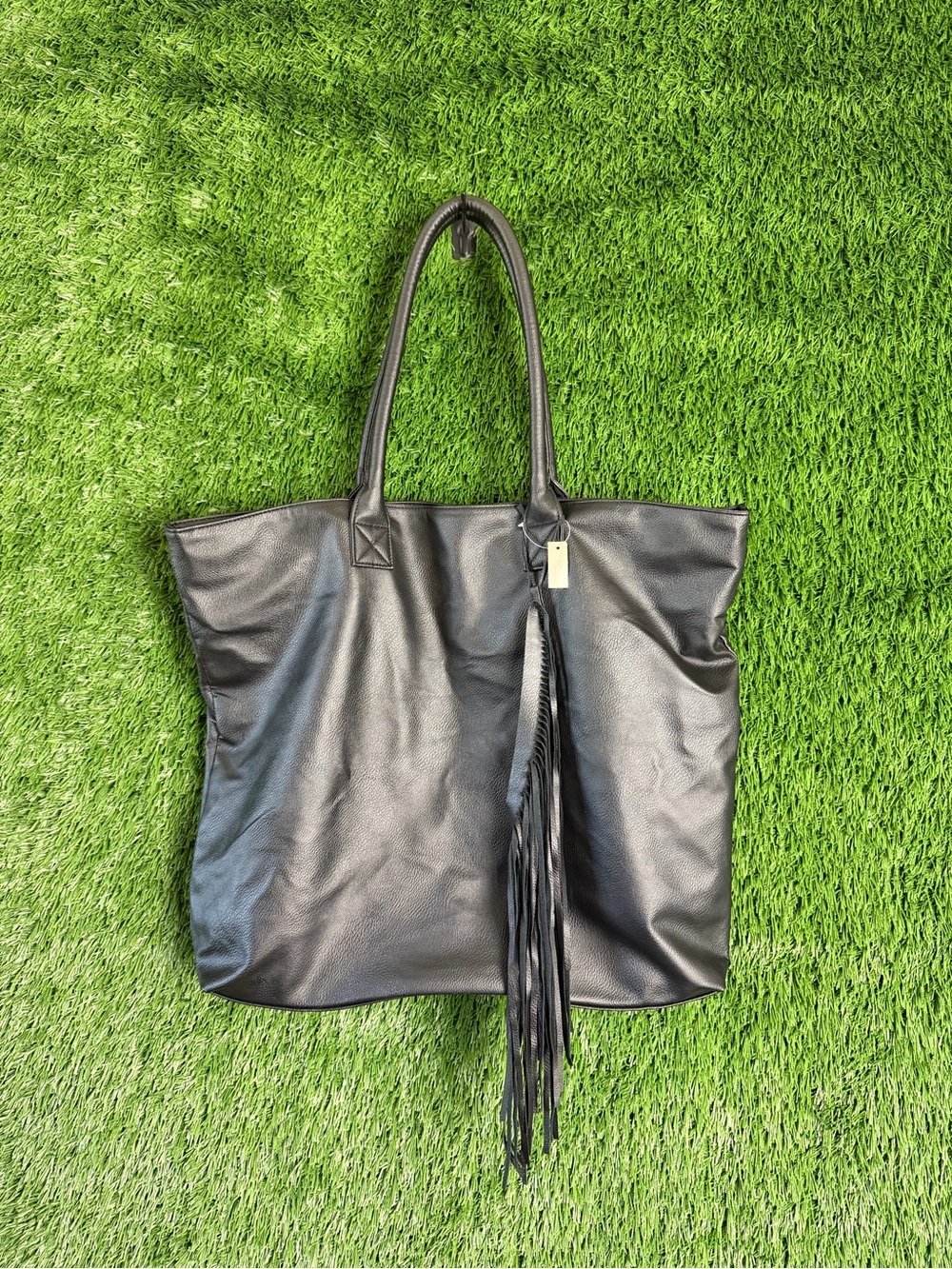 Chico's Black Leather Fringe Tote